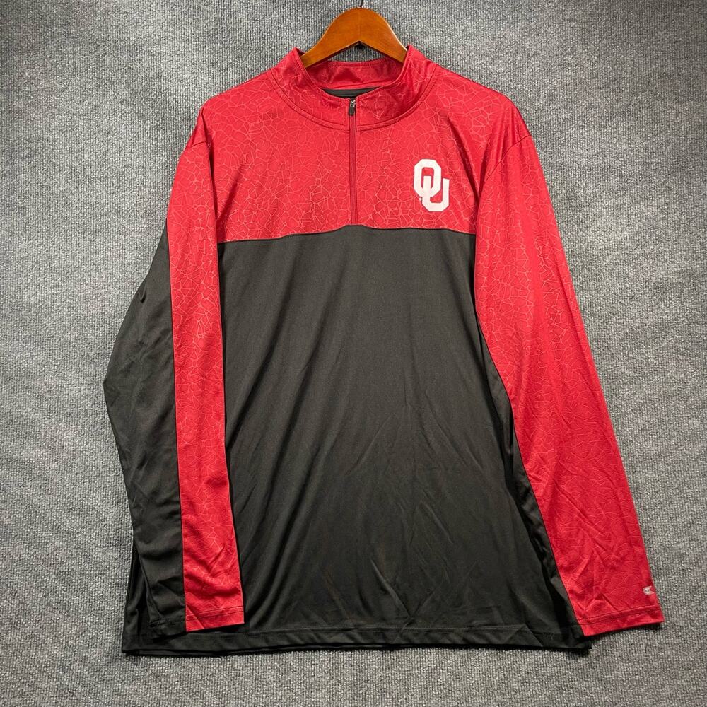 Colosseum NCAA 1/4 Zip Pullover Men's XXL Red/Black Oklahoma Sooners Football